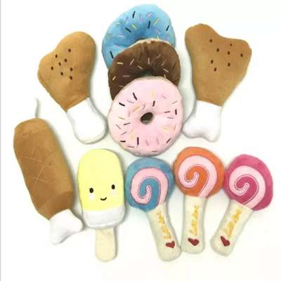 Hot Sale Donut Chicken Leg Lollipop Shape Pet Toy Fashionable Pet Dog Plush Sound Toy