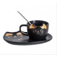 Wedding favor cute cat design cup cartoon 3d cat in above the lid ceramic mug coffee milk cup