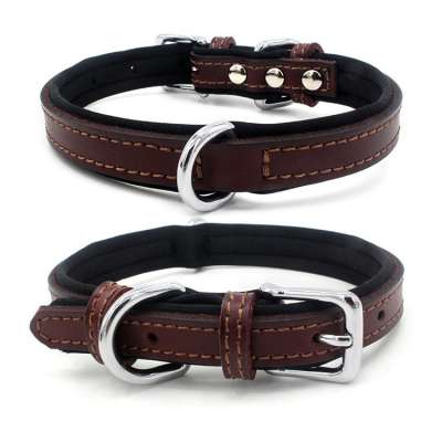 e Leather Dog Collar Soft and Durable Real Cow Leather High Quality Durable Solid Signature Leather Pet Collars