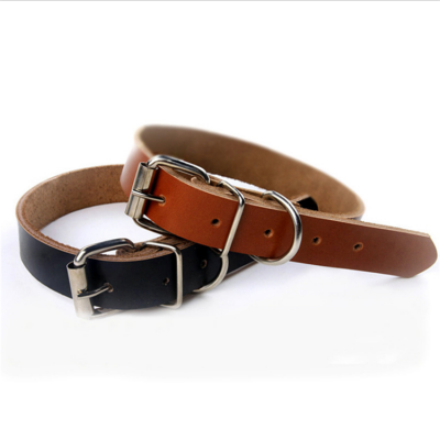 Cheng Yi Pet Accessories Cat Supplies Classic Solid Color Leather Pet Collar Cowhide Dog Collar